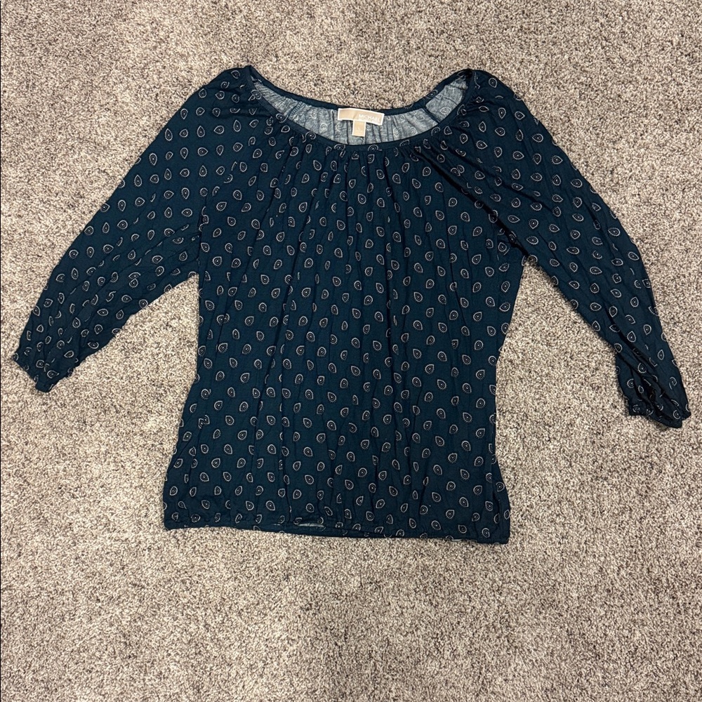 Navy Blue Patterned Women's Top